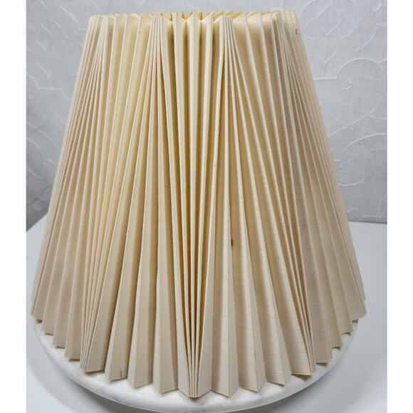 Vintage Stiffel Inverted Pinch Pleat Lamp Shade 11" Cream Fabric Accordion Retro - Picture 15 of 16